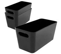 3 boîtes de rangement - 10 cm de haut - Noir - 20 x 10 x 10 cm - 1,4 l - Panier de rangement - Étagère murale - Organiseur de tiroir - Panier étroit - Salle de bain