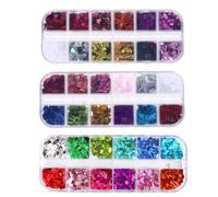 3 Boîtes Nail Art Pailleté Fantaisie, de Sequins pour Manucure | Effet Scintillant, Pose Facile et Usage Pratique, pour Époxy, Scrapbooking, Style Unique