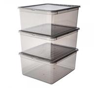 keeeper Boîtes de Rangement avec Système Air Control, Lot de 3 pièces, 3 x 18 l, Bea, Transparent