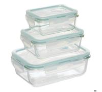 Five - Set de 3 Boites de conservation rectangles en Verre avec fermeture par clips
