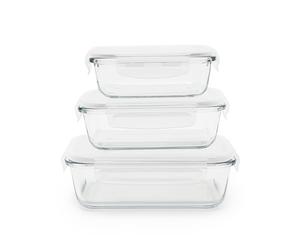 3 boîtes rectangulaires en verre 400, 650 et 1000 ml Pebbly