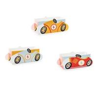 PartyDeco Lot de 3 boîtes à goûter Voiture de course 7,5x7,5x17 cm - Rouge/Bleu clair/Jaune