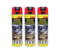 3 Bombes De Peinture - Rouge Fluo - Marquage - Repérage - Traceur De Chantier - 500ml