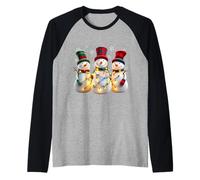 3 Bonhommes de Neige Famille Noël avec lumières Femmes Hommes Enfants Manche Raglan