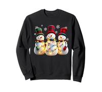 3 Bonhommes de Neige Famille Noël avec lumières Femmes Hommes Enfants Sweatshirt