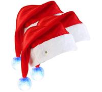 3 bonnets de Père Noël à LED avec pompon lumineux couleur [Infactory]