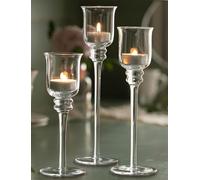 Dekoleidenschaft Lot de 3 bougeoirs en verre, photophore, lot de 18, 22, 25 cm de haut, photophore, verre décoratif
