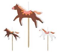 PartyDeco – 3 bougies d'anniversaire Cheval Balade 5,8 x 4 cm