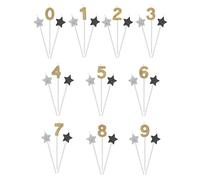 3 Bougies d'anniversaire chiffre dorées, argentées et noires 16 cm - Chiffre 2