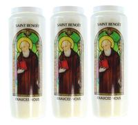 3 Bougies de Neuvaine de Saint Benoît avec prières - Bougie Neuvaine - Culte Chrétien en Cire végétale