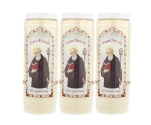 3 Bougies de Neuvaine de Saint Benoît avec prières - Bougie Neuvaine - Culte Chrétien en Cire végétale