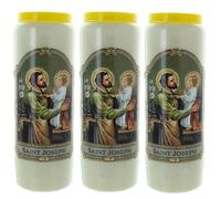 3 Bougies de neuvaine de Saint Joseph 17,5cm - Bougie Neuvaine - Culte Chrétien en Cire végétale