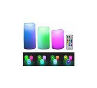 : 3 bougies LED RVB télécommandées avec luminosité variable et minuterie
