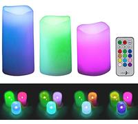 3 bougies LED RVB télécommandées avec luminosité variable et minuterie [Lunartec]