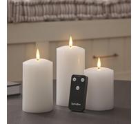 3 Bougies Piliers TruGlow® Blanches avec Télécommande