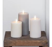 3 Bougies Piliers TruGlow® Grises à LED