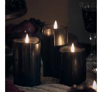 3 Bougies Piliers TruGlow® Noires à LED avec Cire Coulante