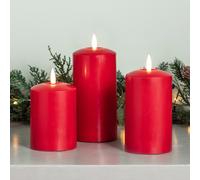 3 Bougies Piliers TruGlow® Rouges à LED avec Télécommande