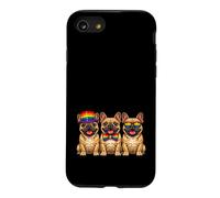 3 Bouledogues Français Alignés Chiens Drapeau Arc-en-Ciel Coque pour iPhone SE (2020) / 7/8