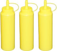 3 bouteilles à pincer jaunes de 0,26 litre Bouteille doseuse Bouteille distributrice Vinaigrette