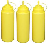 3 bouteilles à pincer jaunes de 1 litre Bouteille doseuse Bouteille distributrice Vinaigrette