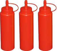 3 bouteilles à pincer rouges de 0,26 litre Bouteille doseuse Bouteille distributrice Vinaigrette