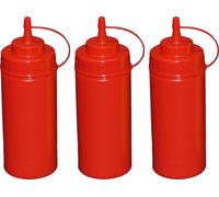3 bouteilles à pincer rouges de 0,49 litre Bouteille doseuse Bouteille distributrice Vinaigrette