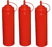 3 bouteilles à pincer rouges de 0,76 litre Bouteille doseuse Bouteille distributrice Vinaigrette