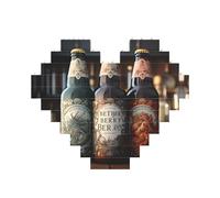 3 bouteilles de bière imprimées brique de construction puzzle en forme de cœur pour la Saint-Valentin, anniversaire, mariage