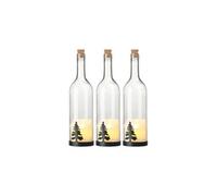 Lunartec : 3 bouteilles de vin décoratives avec bougie LED vacillante - Sapin