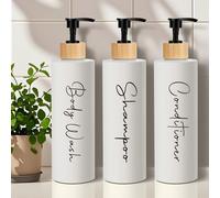 3 bouteilles distributeurs rechargeables de 500 ml pour shampoing et après-shampoing - Distributeur à pompe pour shampoing, après-shampoing, gel douche - Contenants en plastique vides rechargeables po