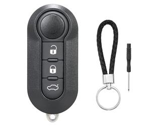 3 Boutons Coque de Clé Voiture Compatible pour Fiat 500L 500 500C Ducato | Doblo Panda Punto Evo Lancia Delta Grande Bravo Fiorino Qubo Scudo Stilo Télécommande Coque Cle Boîtier Clef avec Porte-Clés