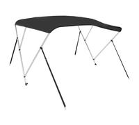 3-Bow Bimini Top Noir 183 x 196 x 137 cm, polyester 600D imperméable résistant aux intempéries avec cadre en aluminium, design cadre à 3 barres, convient pour bateau persenning, housse de protection