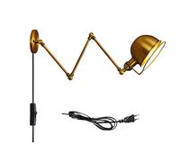3 Bras Longs Applique Murale Industrielle Avec Câble, Rétro Vintage Lampe Murale Avec Interrupteur Prise Réglable Lumiere Murale Chambre Avec Bras Extensible Décoration éclairage étude E27