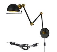 3 Bras Longs Applique Murale Industrielle Avec Câble, Rétro Vintage Lampe Murale Avec Interrupteur Prise Réglable Lumiere Murale Chambre Avec Bras Extensible Décoration éclairage étude E27