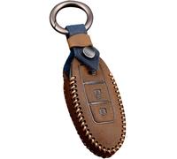 3 Button Remote Key Fob Case For Nissan X-Trail Cube Micra Qashqai Tiida Cube Versa Rogue Quest Versa In Cowhide Key Protector Cover Brown