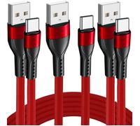 3 Câble USB-C Charge Rapide 3A pour OPPO Reno 8 Pro Find X3 X5 Lite A16 A53 A53S A54 A94 - Nylon Robuste 1M Rouge