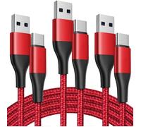 3 Câble USB-C Charge Rapide 3A pour OPPO Reno 8 Pro Find X3 X5 Lite A16 A53 A53S A54 A94 - Nylon Tressé Renforcé 1M Rouge
