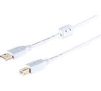 3 câbles adaptateurs USB-A vers USB-B, 2.0, ferrite, blanc, 5 m - Ce câble USB standard vous permet de connecter, par exemple, un disque dur externe à votre PC.