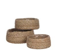 3 Cache-Pots En Jonc De Mer Marron Clair H10 Marron