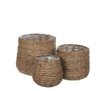 3 Cache-Pots En Jonc De Mer Marron Clair H31 Marron