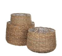 3 Cache-Pots En Jonc De Mer Marron Clair H32 Marron