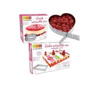 3 cadres pâtisserie extensibles - cœur, cercle & rectangle