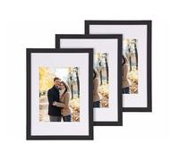 3 cadres photo A4 en bois et verre acrylique - coloris noir