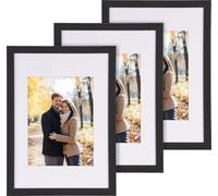3 cadres photo A4 en bois et verre acrylique - coloris noir [Your Design]