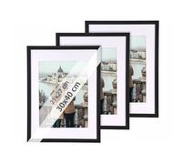 Your Design 3 cadres photo en bois 30 x 40 cm avec verre acrylique - coloris noir