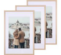 3 cadres photo en bois 50 x 70 cm avec verre acrylique - aspect chêne clair [Your Design]
