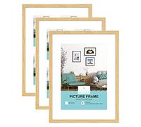 3 cadres photo en bois, clairs, avec passe-partout, pour impression A4 ou 10,16 - 10,16 x 15,24 cm, cadre pour diplôme et poster, avec plexiglas, pour affichage mural, 30 x 40 cm