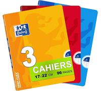 3 Cahiers Openflex Agrafés 17 X 22cm Grands Carreaux Seyès 96 Pages 90g Coloris Assortis