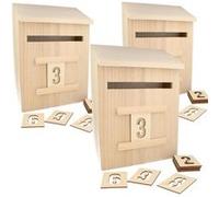 3 calendriers de l'Avent boîte aux lettres en bois 28 cm Beige G